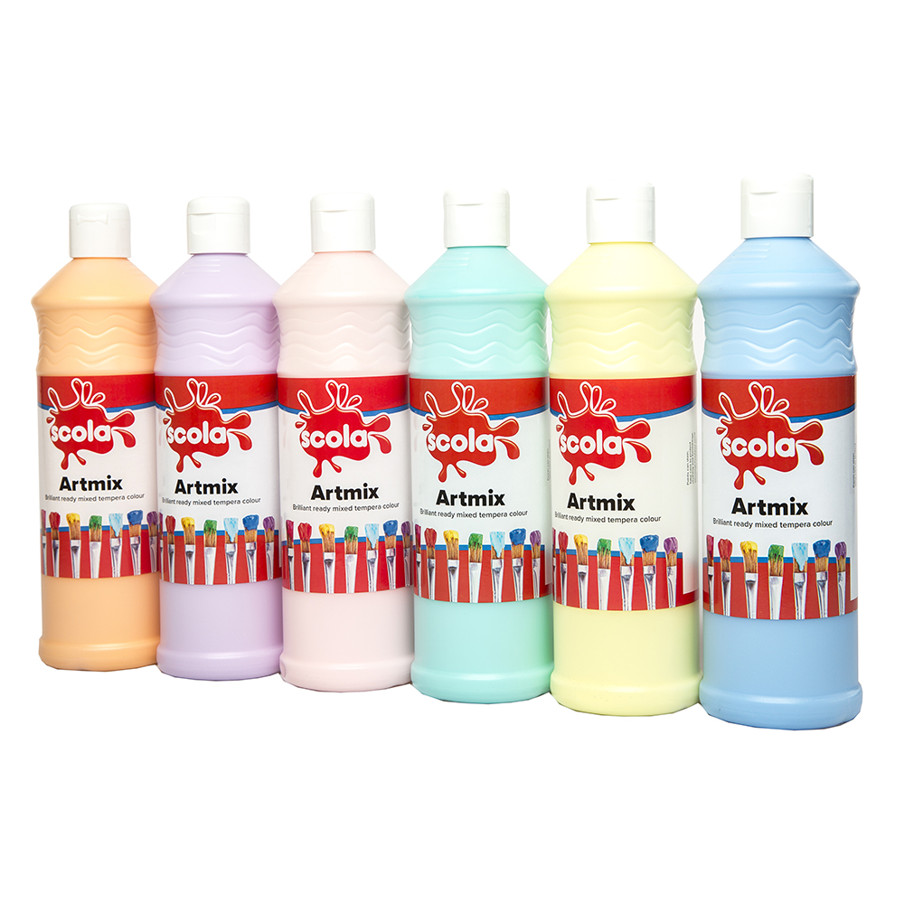 6 x 600ml Artmix Pastel Paint-